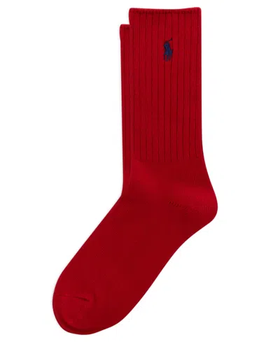 Polo Ralph Lauren Women's Classic Ribbed Crew Socks 79104 In Red