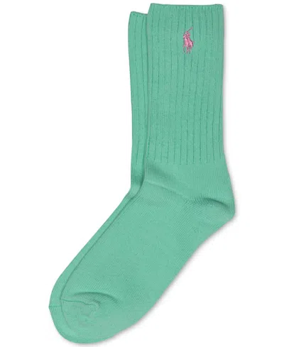 Polo Ralph Lauren Women's Classic Ribbed Crew Socks 79104 In Green