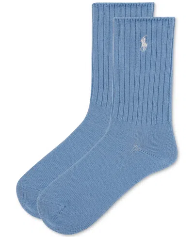 Polo Ralph Lauren Women's Classic Ribbed Crew Socks 79104 In Light Blue