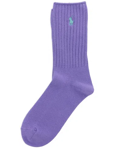 Polo Ralph Lauren Women's Classic Ribbed Crew Socks 79104 In Purple