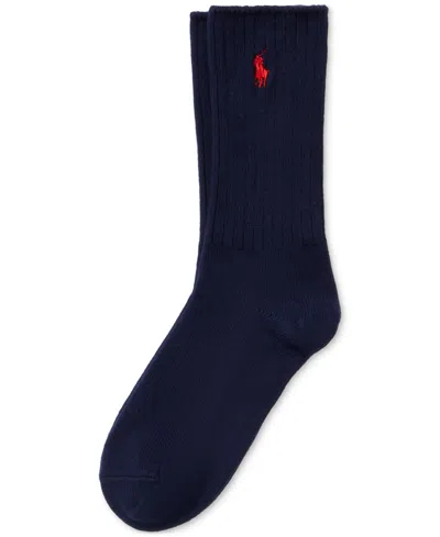 Polo Ralph Lauren Women's Classic Ribbed Crew Socks 79104 In Navy