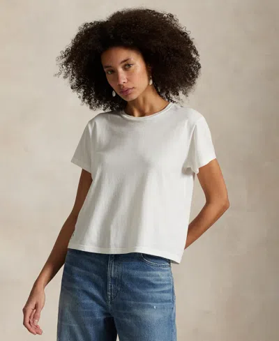 Polo Ralph Lauren Women's Classic Shrunken-fit Jersey Tee In White