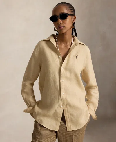 Polo Ralph Lauren Pony-embroidered Linen Shirt In Neutral