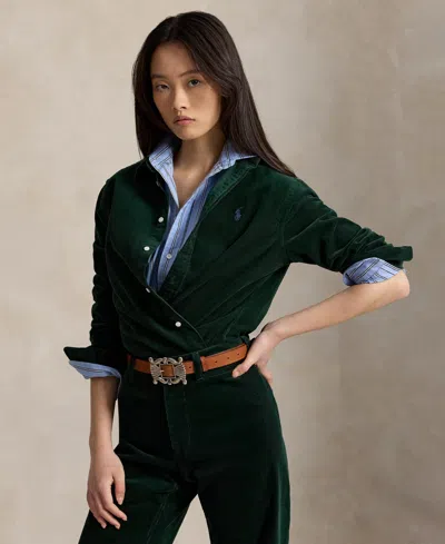 Polo Ralph Lauren Women's Classic-fit Cotton Corduroy Shirt In Green
