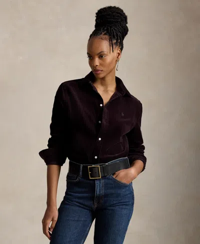 Polo Ralph Lauren Women's Classic-fit Cotton Corduroy Shirt In Black