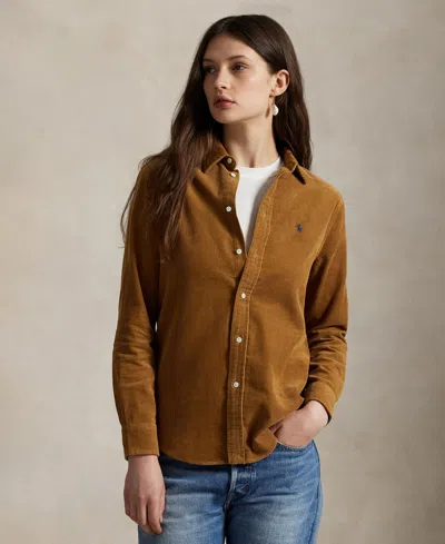 Polo Ralph Lauren Women's Classic-fit Cotton Corduroy Shirt In Tan