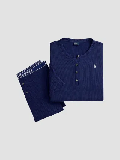 Polo Ralph Lauren Women's Club Waffle Henley & Shorts Pajamas In Blue