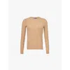 Polo Ralph Lauren Womens Logo-embroidered Cable-knit Wool And Cashmere Jumper Collection Camel Melange In Collection Camel Melange