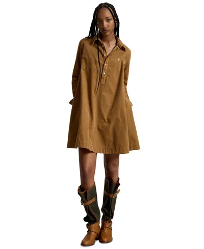 Polo Ralph Lauren Cotton Corduroy Minidress In Brown
