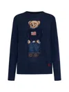 Polo Ralph Lauren Polo Bear Intarsia Cotton And Linen Sweater In Blue