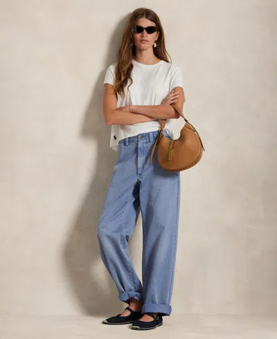 Polo Ralph Lauren Women's Cotton Chino Straight-leg Pants In Blue