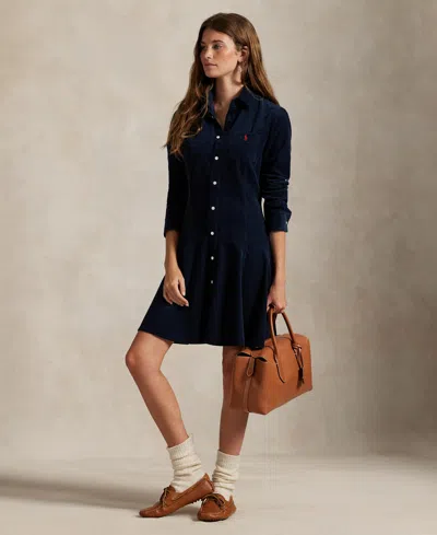 Polo Ralph Lauren Women's Cotton Corduroy A-line Shirtdress In Blue