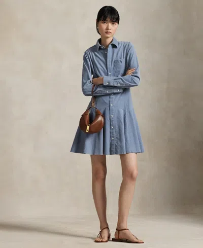 Polo Ralph Lauren Women's Cotton Corduroy A-line Shirtdress In Blue