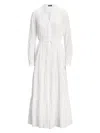 POLO RALPH LAUREN WOMEN'S COTTON EYELET LONG-SLEEVE MAXI DRESS