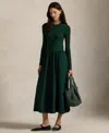 Polo Ralph Lauren Cotton Long-sleeve Dress In Green