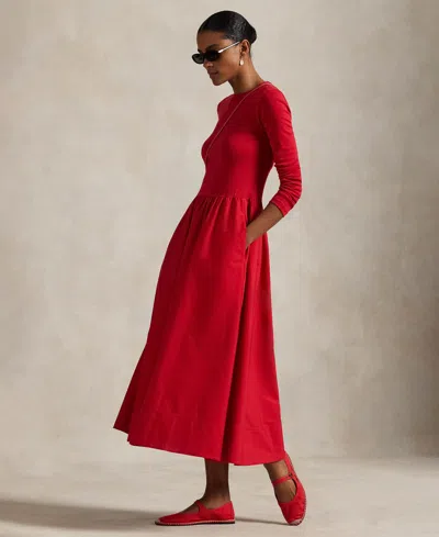 Polo Ralph Lauren Women's Cotton Long-sleeve Dress In Red