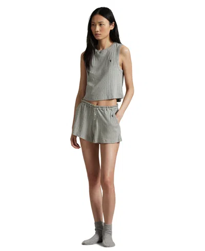 Polo Ralph Lauren Women's Cotton Tank Top & Boxer Shorts, 2-piece Pajama Set In Gray