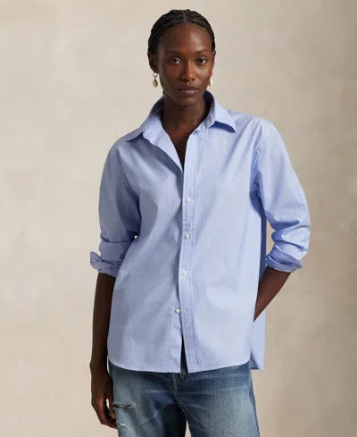 Polo Ralph Lauren Oversize Fit Cotton Poplin Shirt In Classic Medium Blue