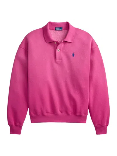 Polo Ralph Lauren Women's Cotton-blend Fleece Polo Sweatshirt In Pink
