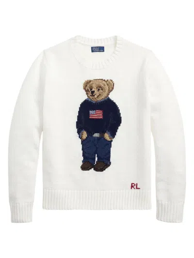 Polo Ralph Lauren Women's Cotton-linen Crewneck Bear Sweater