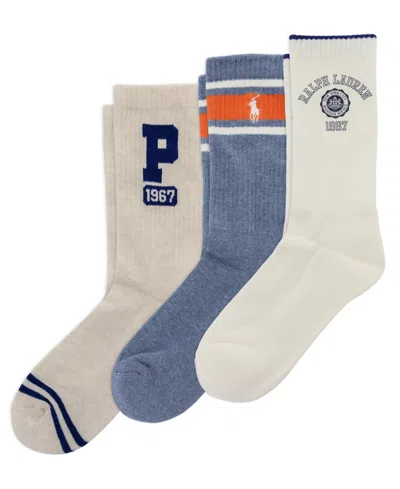 Polo Ralph Lauren Women's Crest Logo Smooth Toe Seam Crew Socks, 3-pack In Multi