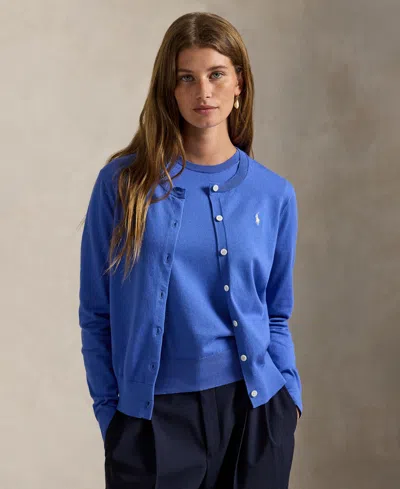 Polo Ralph Lauren Women's Crewneck Button-up Cardigan In Blue