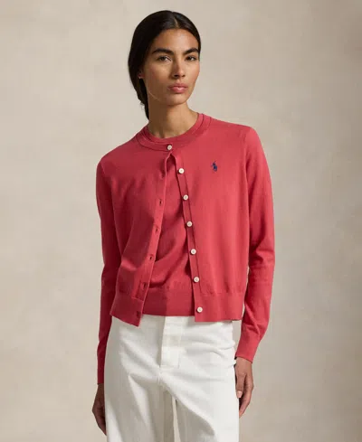 Polo Ralph Lauren Women's Crewneck Button-up Cardigan In Red