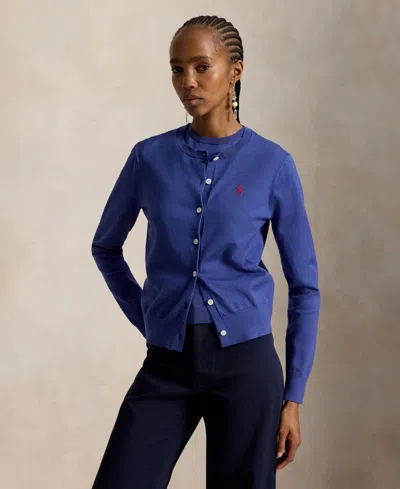 Polo Ralph Lauren Women's Crewneck Button-up Cardigan Sweater In Blue