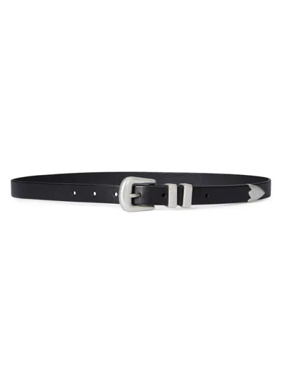 Polo Ralph Lauren Women's Distressed Leather Belt In Black