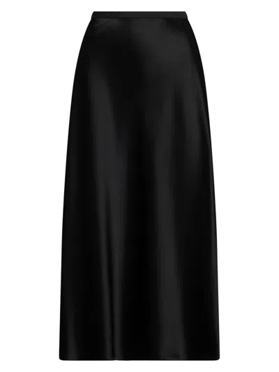 Polo Ralph Lauren Women's Double-face Satin Midi-skirt In Black
