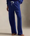 Polo Ralph Lauren Women's Drawstring Fleece Wide-leg Sweatpant In Blue