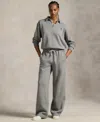 Polo Ralph Lauren Women's Drawstring Fleece Wide-leg Sweatpant In Gray