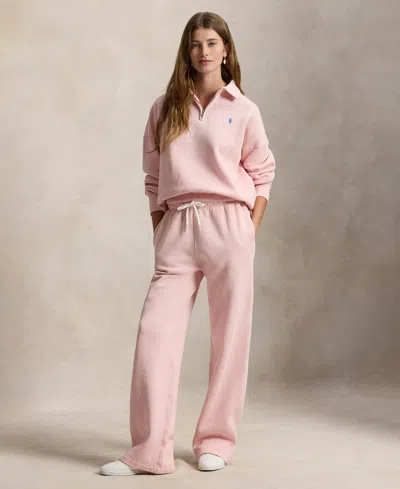 Polo Ralph Lauren Women's Drawstring Fleece Wide-leg Sweatpant In Pink