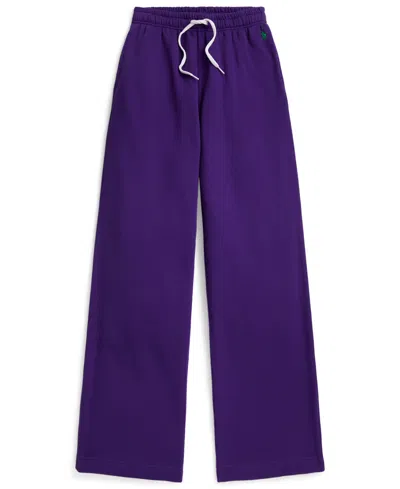 Polo Ralph Lauren Women's Drawstring Fleece Wide-leg Sweatpant In Purple