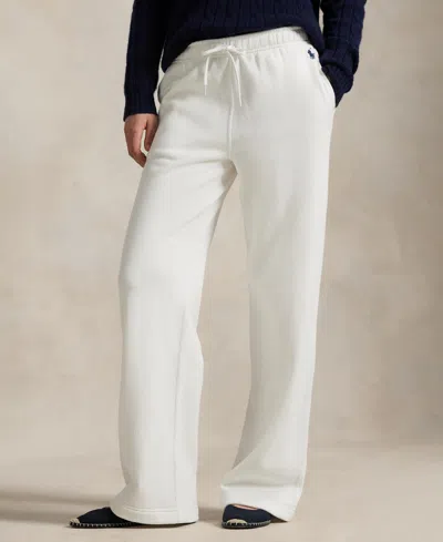 Polo Ralph Lauren Women's Drawstring Fleece Wide-leg Sweatpant In White