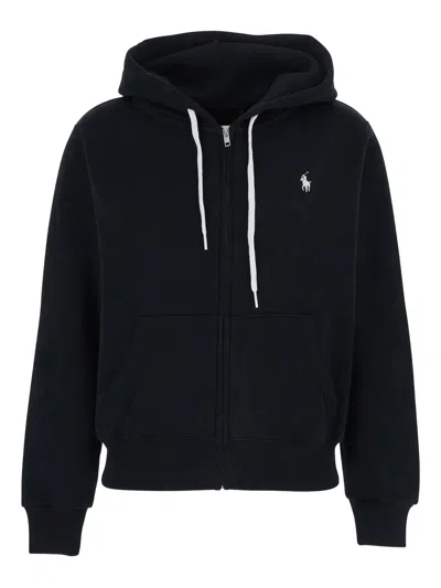 Polo Ralph Lauren Women's Drawstring Hooded Fleece Sweater - Size S In Black