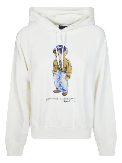 Polo Ralph Lauren Women's Drawstring Hoodie With Front Print In White