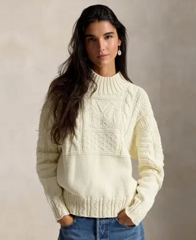 Polo Ralph Lauren Women's Embroidered Mock Neck Sweater In Brown