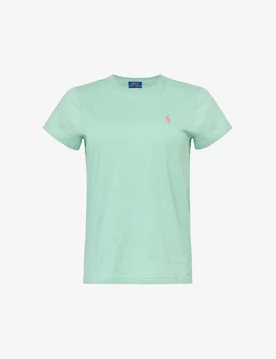 Polo Ralph Lauren Womens Essex Green Logo-embroidered Cotton-jersey T-shirt