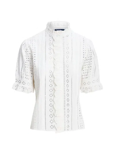 Polo Ralph Lauren Cotton Eyelet Button-up Shirt In White