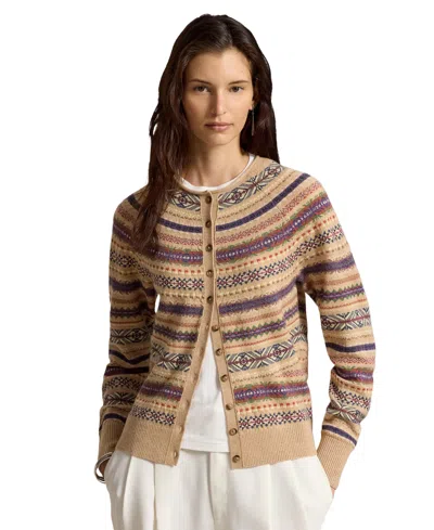 Polo Ralph Lauren Women's Fair Isle Wool-blend Slim Cardigan In Tan Multi