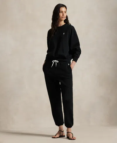 Polo Ralph Lauren Womens Fleece Crewneck Sweatshirt Drawstring Sweatpants In Black