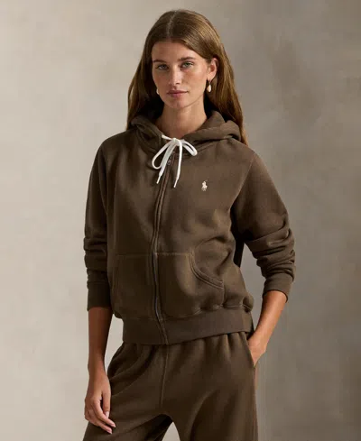 Polo Ralph Lauren Women's Fleece Full-zip Hoodie In Brown