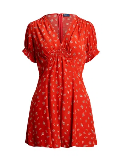 Polo Ralph Lauren Women's Floral Crepe Romper In Red