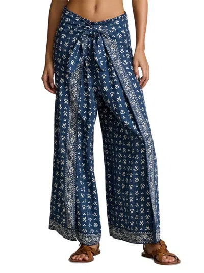 Polo Ralph Lauren Women's Floral Twill Wide-leg Pants In Navy Micro Floral