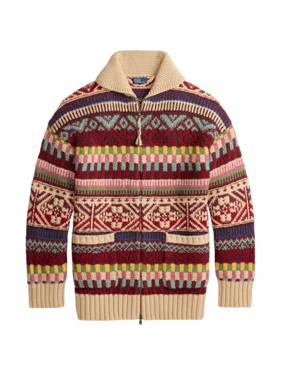 Polo Ralph Lauren Crewneck Jacket Patterned Design Front Pockets In Multi