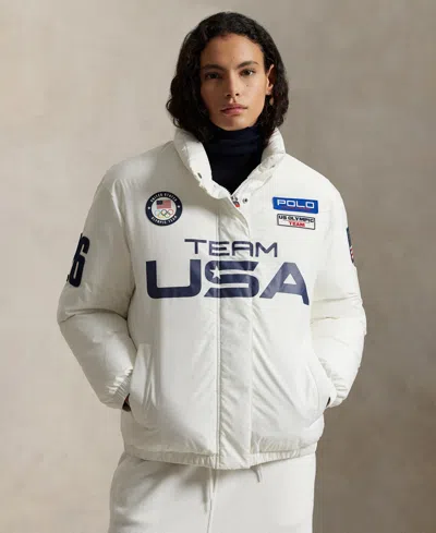 Polo Ralph Lauren Women's Graphic Down Puffer Jacket In White