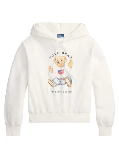 Polo Ralph Lauren Long Sleeve Hooded Lounge Top Relaxed Fit In White