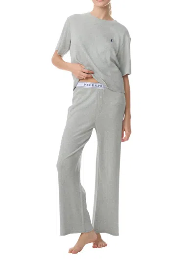 Polo Ralph Lauren Women's Heathered Waffle-knit Pajamas In Gray