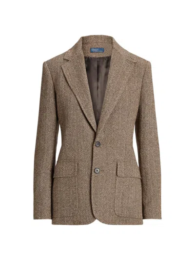 Polo Ralph Lauren Women's Herringbone Linen-blend Blazer In Brown